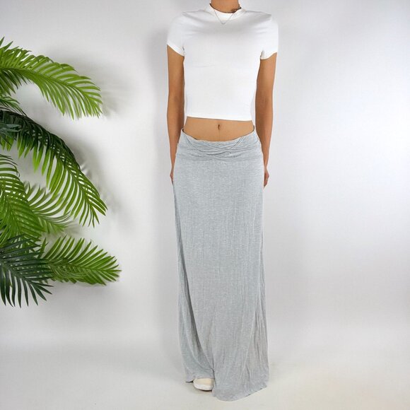 Max Studio Womens Gray Casual Low Rise Beachy Coastal Chic Maxi Skirt / Medium - Picture 4 of 8